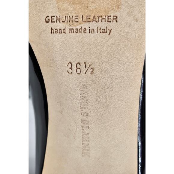 MANOLO BLAHNIK WOMEN'S CAMPARI MARY JANE 3" HEEL PUMPS BLACK PATENT SIZE 6.5 - Picture 6 of 13